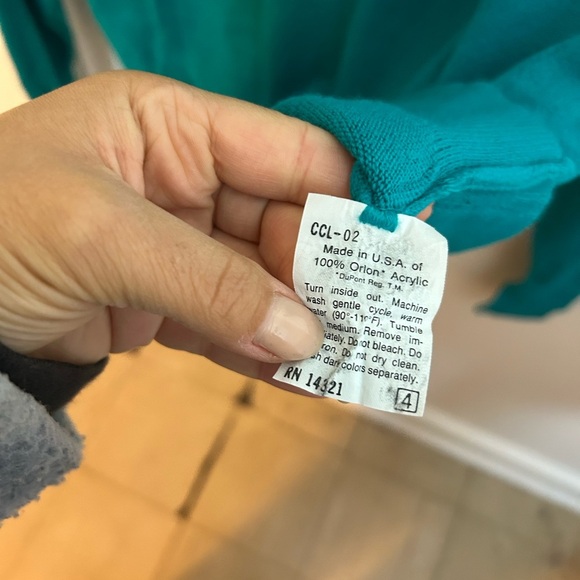 NWT Christian Dior Vintage Teal V-Neck Sweater - Picture 5 of 6